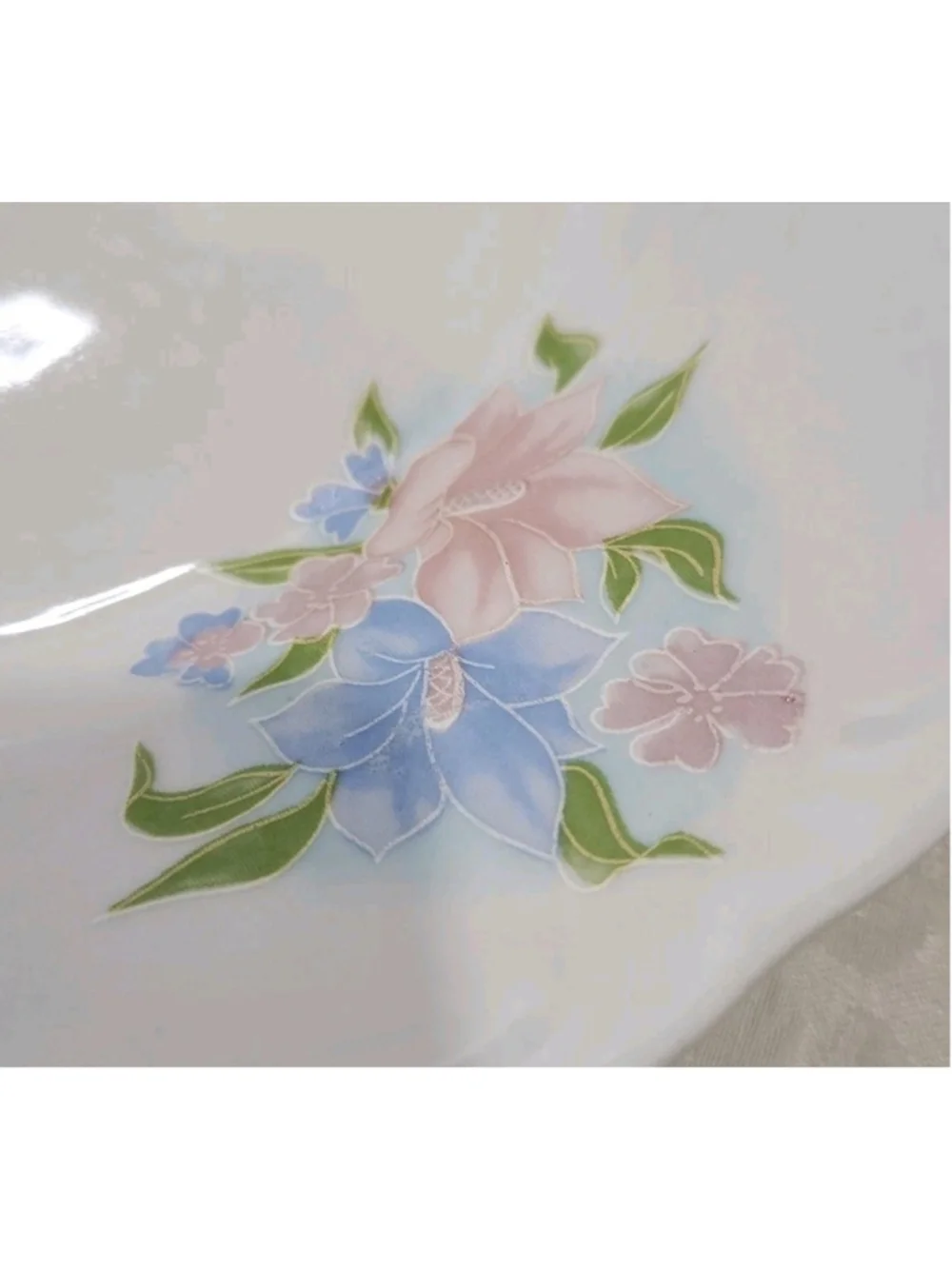 Vintage Stipo Dorohoi Romanian Porcelain Oval Serving Platter Floral Pastel Pink